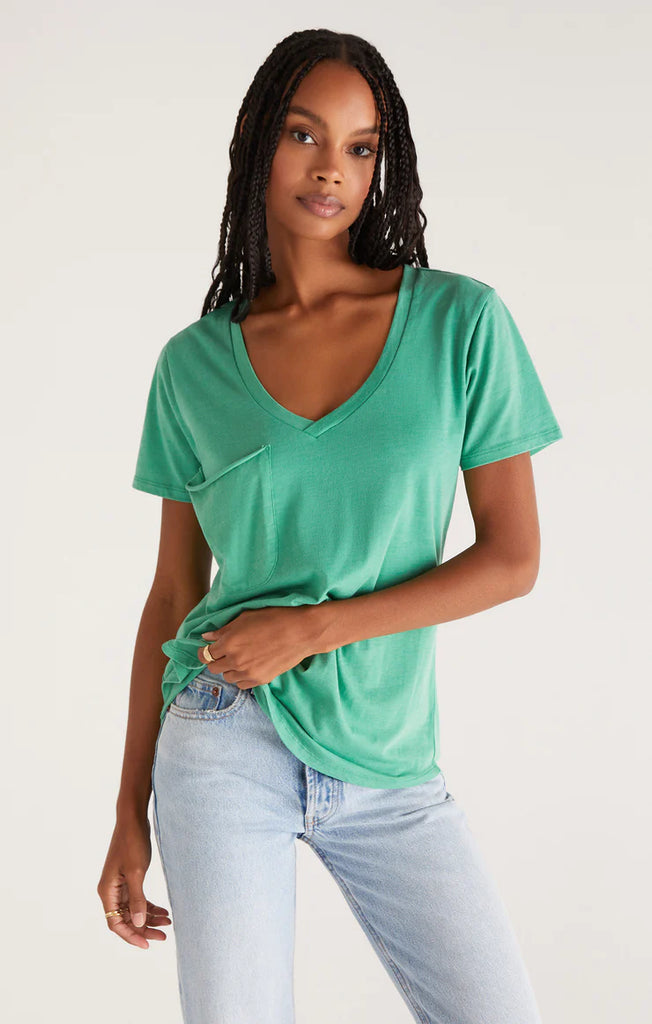 Succulent Colored V Neck Pocket Tee
