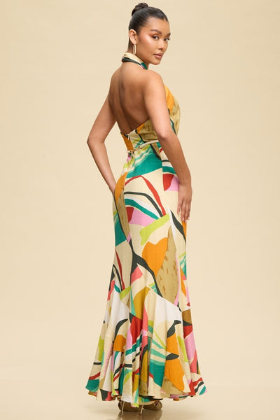 Multi Color Halter Maxi Dress