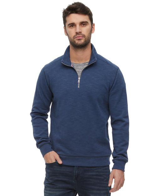 Navy Colored 1/4 Zip Up Stretch Mock Neck Pullover