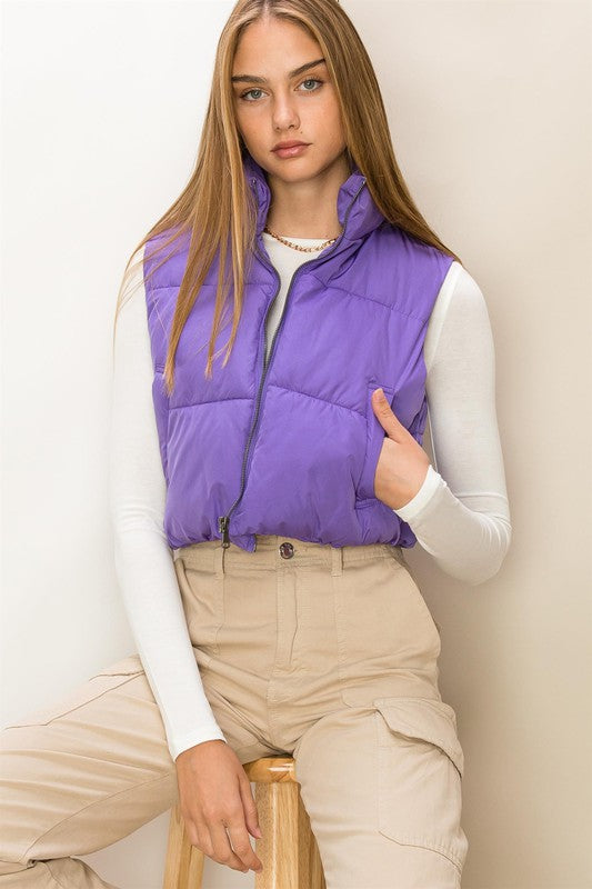 Wisteria Colored Cropped Puffer Jacket