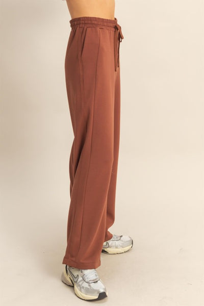 Double Knit High-waist Wide-leg Sweatpants
