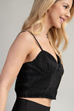 Black Shimmer Corset Crop Top