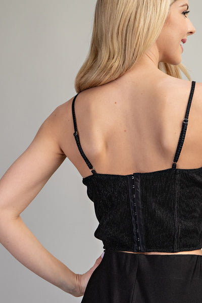 Black Shimmer Corset Crop Top