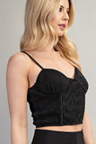 Black Shimmer Corset Crop Top