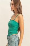 Green Washed Ribbed Cami