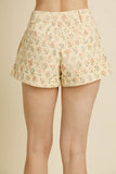 Yellow Floral Eyelet Shorts