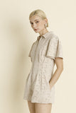 Eggshell Pleated Twill Romper