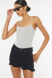 Black High Rise Distressed Jean Shorts
