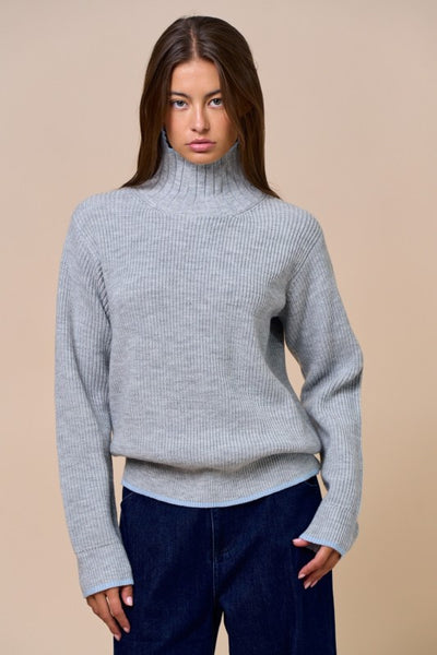 Light Grey Turtleneck Knit Top