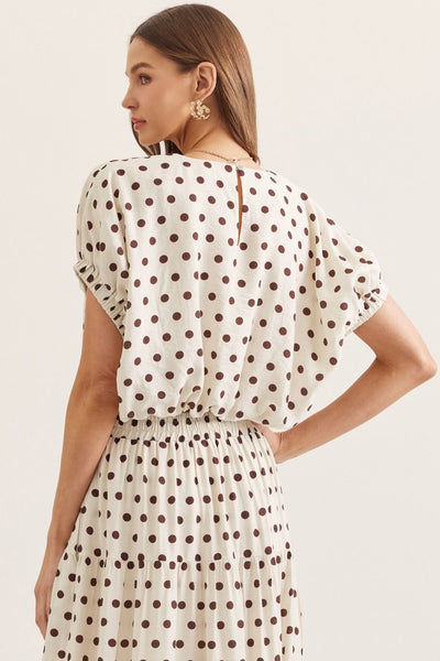 Cream & Brown Polka Dot Maxi Skirt Set