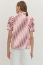 Red Stripe & Floral Blouse