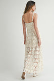 Cream Floral Lace Maxi Dress