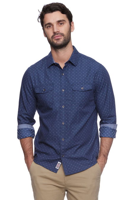 Red and Blue Pearl Snap Western Shirt