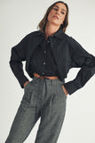 Black Double Layered Cropped Shirt