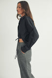 Black Double Layered Cropped Shirt