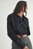 Black Double Layered Cropped Shirt