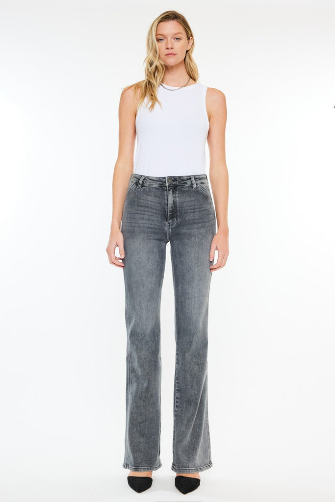 Light Grey Ultra High Rise Wide Flare Jeans
