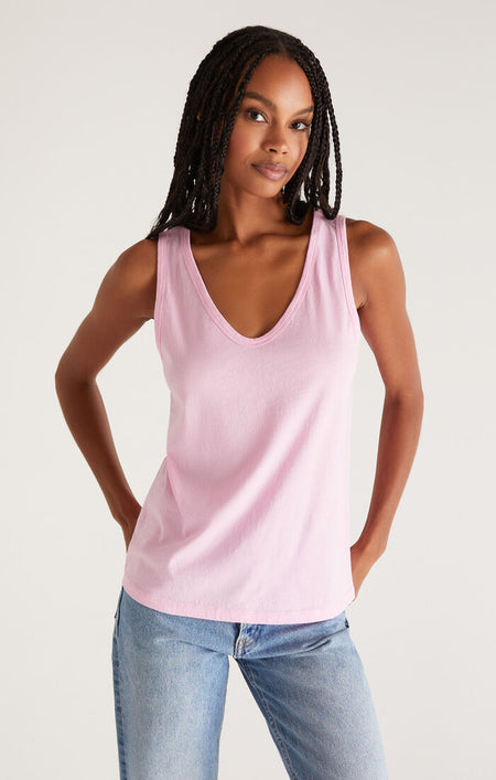 Raspberry Colored Ribbed Knit Tank Top