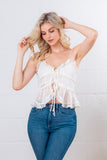Cream Crochet Tie Front Tank Top