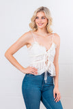 Cream Crochet Tie Front Tank Top