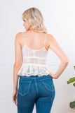 Cream Crochet Tie Front Tank Top