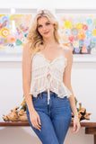 Cream Crochet Tie Front Tank Top