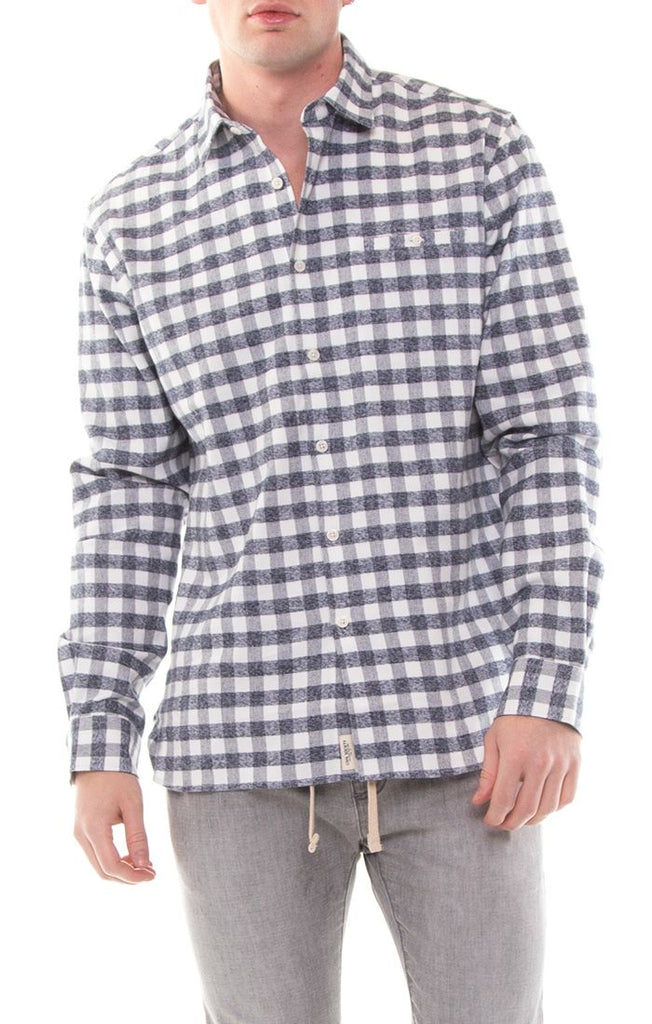 Navy and White Checkered Flannel Button Down