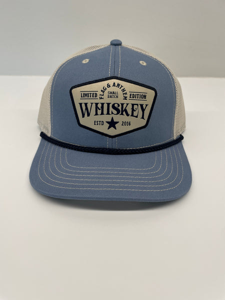 Olive Colored Whiskey Trucker Hat with Rope Detail