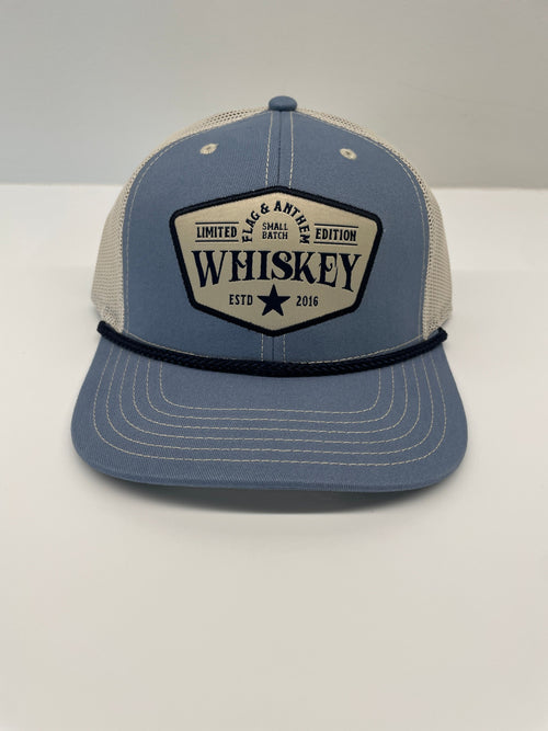 Light Blue Colored Whiskey Trucket Hat with Rope Detail