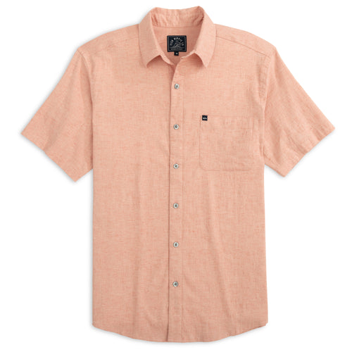 Fish Hippie Canyon Clay Colored Rumfront Short Sleeve Button Up