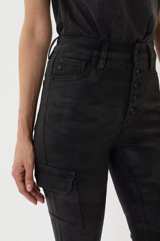 Bethany Black Camouflage Print Cargo Skinny Denim