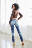 Marly Mid Rise Button Fly Skinny Straight Jean