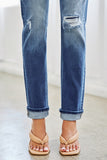 Marly Mid Rise Button Fly Skinny Straight Jean