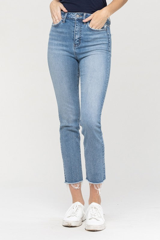 High-rise Slim Crop Straight Leg Jeans