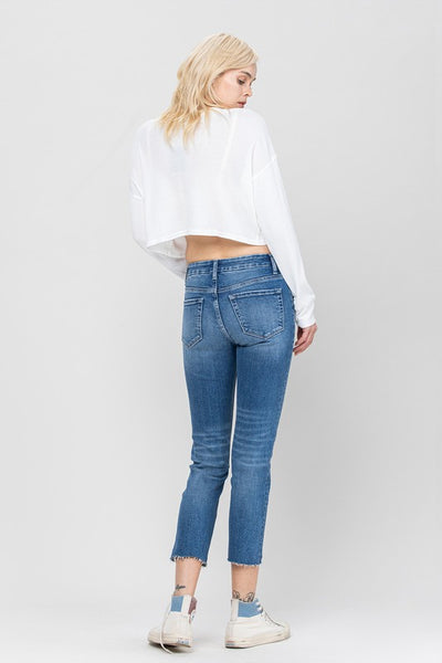 Maelyn Mid Rise Slim Straight Crop Jeans