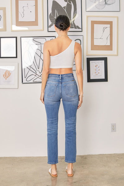 Ceci Medium Wash High Rise Slim Straight Jeans