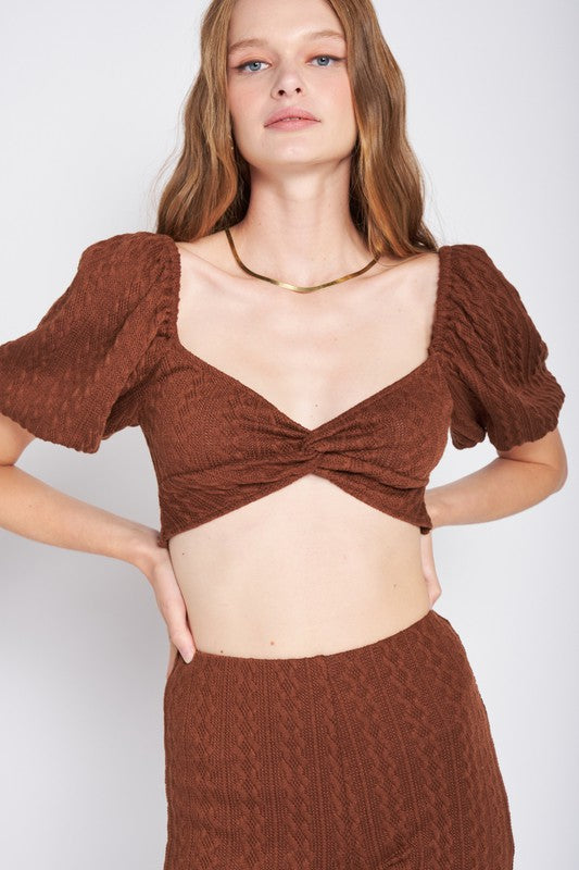 Brown Bubble Sleeve Crop Top – THE WEARHOUSE