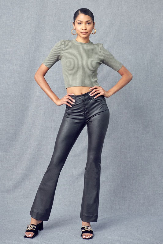 Joan High Rise Faux Leather Bootcut Pants