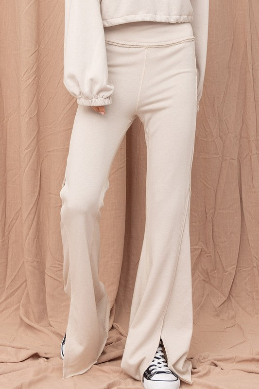 Seashell Colored French Terry Flare Pants