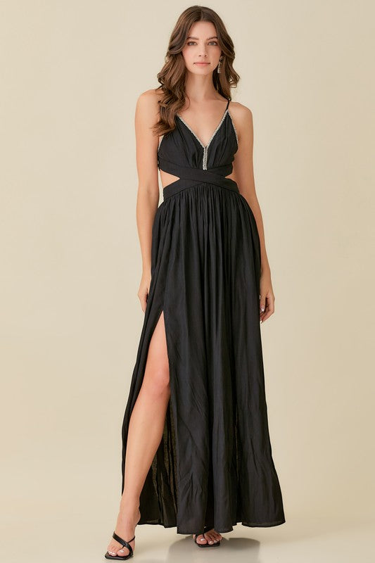 Black Colored Criss Back Maxi Dress