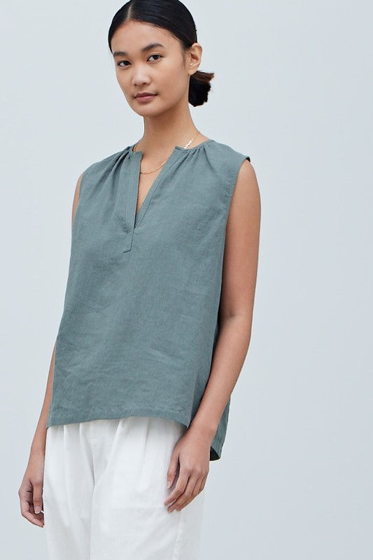 Dusty Teal Linen Blend Tank