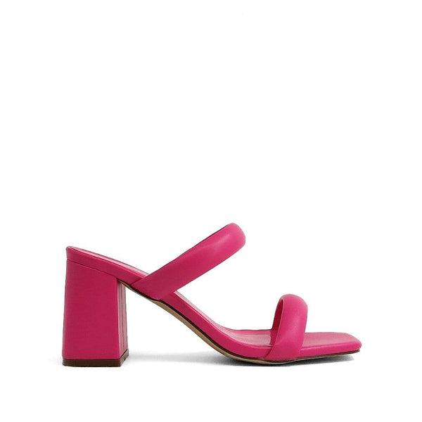 Magenta Two Strap Block Heels