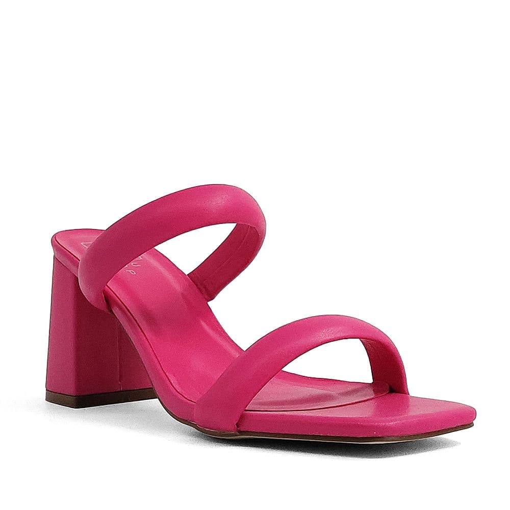 Magenta Two Strap Block Heels