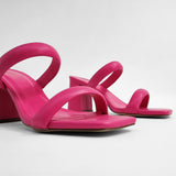 Magenta Two Strap Block Heels