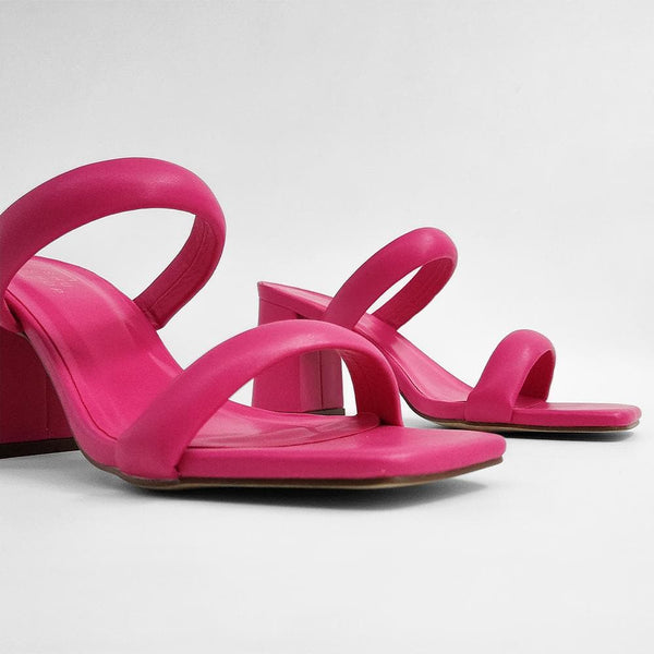 Magenta Two Strap Block Heels