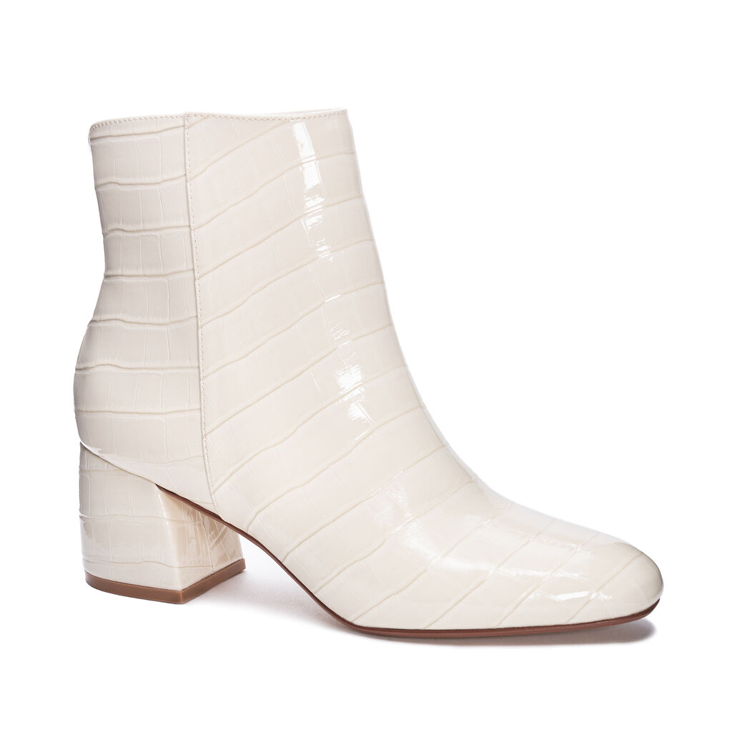 Davinna White Reptile Print Bootie