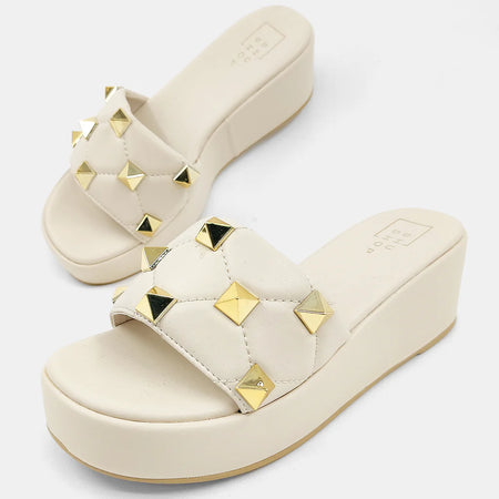 Elisa Gold Metallic Leather High Heel Sandals