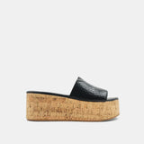 Brielle Black Snake Print Wedge Sandals
