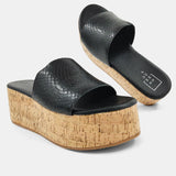 Brielle Black Snake Print Wedge Sandals