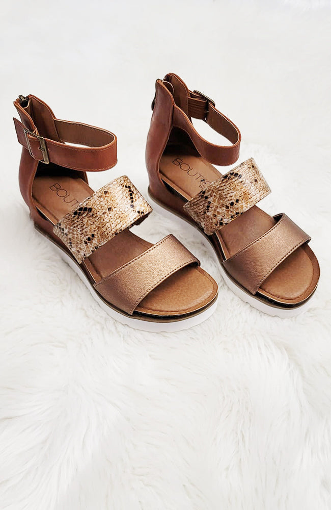 Colleen Cognac Wedge Sandal